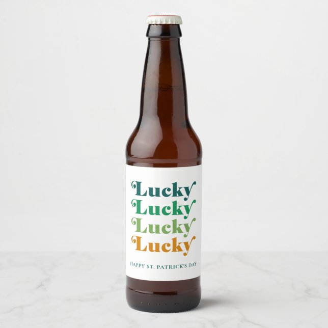 St. Patrick's Day Green & Orange Lucky Bierflaschenetikett (Vorderseite)