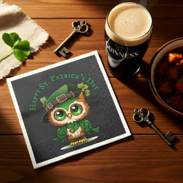 St. Patrick's Day Green Owl personalisiert Serviette