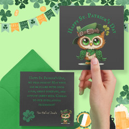 St. Patrick's Day Green Owl personalisierte Flachk