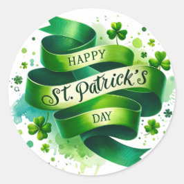 St Patricks Day Green Ribbon Illustration Runder Aufkleber