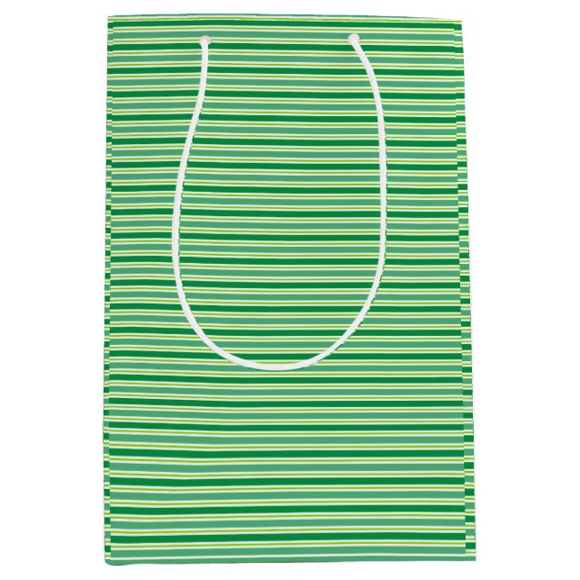 St. Patrick's Day Green Stripes Pattern-54608 Mittlere Geschenktüte (Vorderseite)
