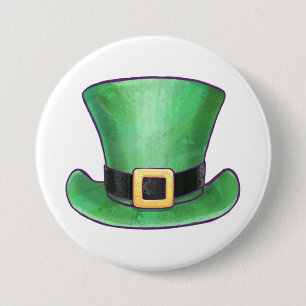 St Patrick's Day Green Top Hat Button