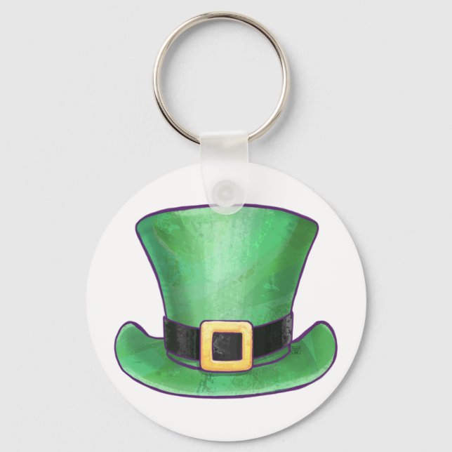 St Patrick's Day Green Top Hat Schlüsselanhänger (Vorderseite)