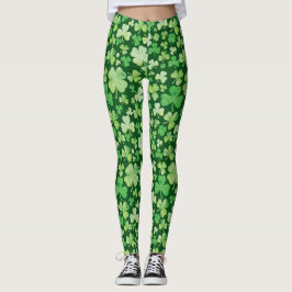 St Patricks Day Green Watercolor Kleeblatt Muster Leggings