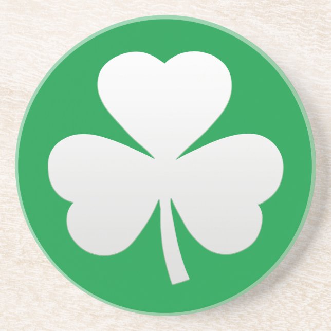 St. Patrick's Day Green White Kleeblatt Getränkeuntersetzer (Vorne)