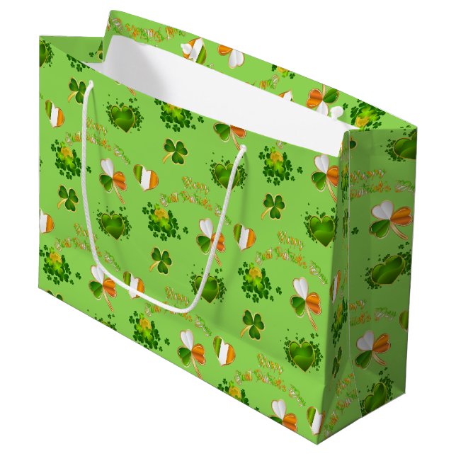 St. Patrick's Day Große Geschenktüte (Vorderseite Schrägansicht)
