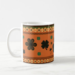St. Patrick's Day Große Kleeblätter und Blume Kaffeetasse