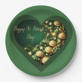 St. Patricks Day Grün- und Goldmünzen Pappteller