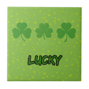 St. Patrick's Day, Grüne Clovers, Lucky Clovers Fliese
