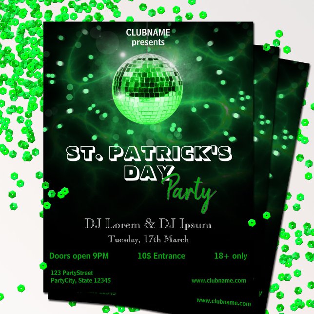 St. Patrick's Day grüne Disco-Kugel-Party-Flugblat Flyer (Von Creator hochgeladen)