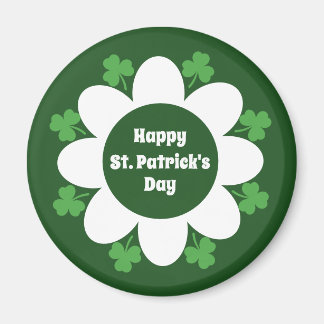 St. Patrick's Day Grüne Kleeblätter und Blumendesi Magnet