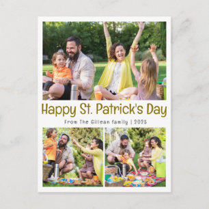 St. Patricks Day Grüne Shamrocks Familienfoto Feiertagspostkarte