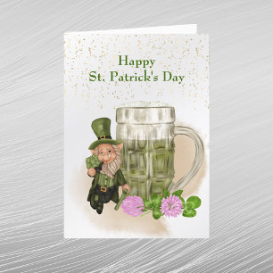 St Patricks Day Grüner Bier Leprechaun Kleeblatt Feiertagskarte