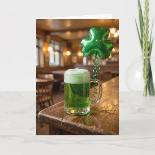 St. Patrick's Day Grüner Bier und Ballon Karte (Vorderseite)
