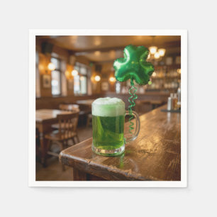 St. Patrick's Day Grüner Bier und Ballon Serviette