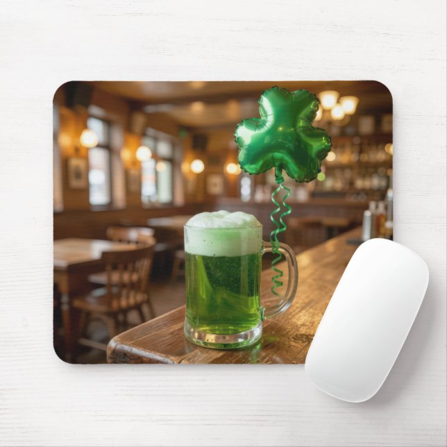 St. Patrick's Day Grüner Bier und Luftballon Mousepad (Mit Mouse)