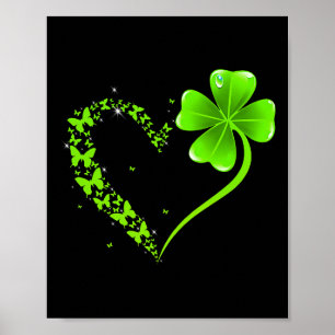 St Patricks Day Grüner Schmetterling Shamrock Herz Poster