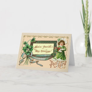 St. Patrick's Day Grüße Mädchen Shamrocks Karte