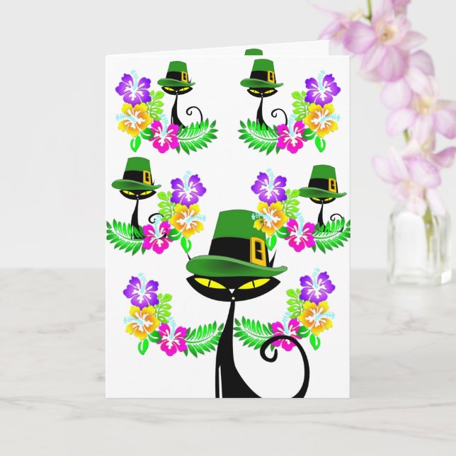 St. Patrick's Day Grußkarte Katze Karte (Orchidee)