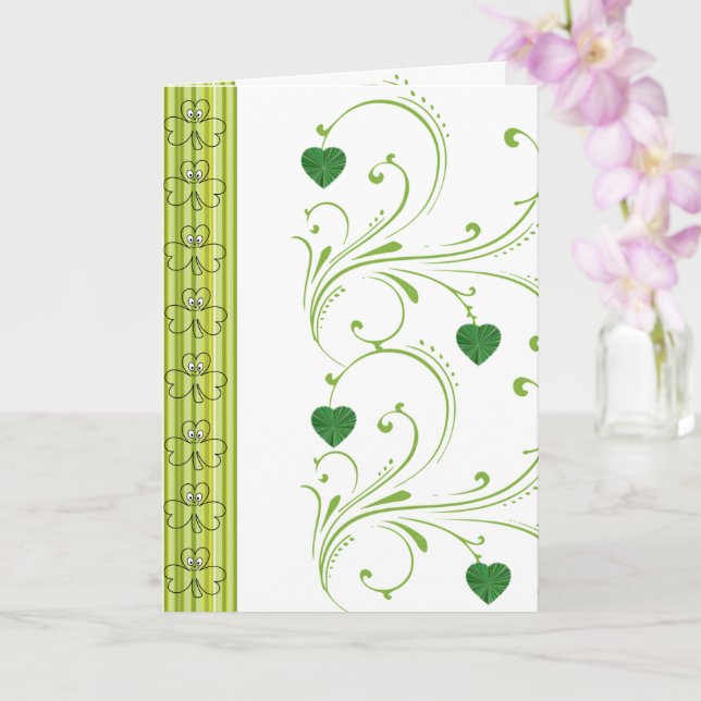 St Patrick's Day Grußkarte Kleeblatt floral Karte (Orchidee)