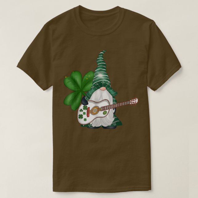 St Patricks Day Guitar Music Funny Gnomes T-Shirt (Design vorne)