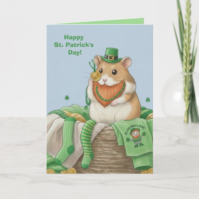 St. Patrick's Day Hamster-Grußkarte Karte (Vorderseite)