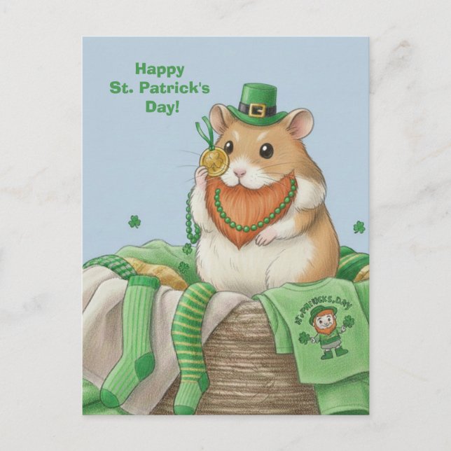 St. Patrick's Day Hamster Postkarte (Vorderseite)