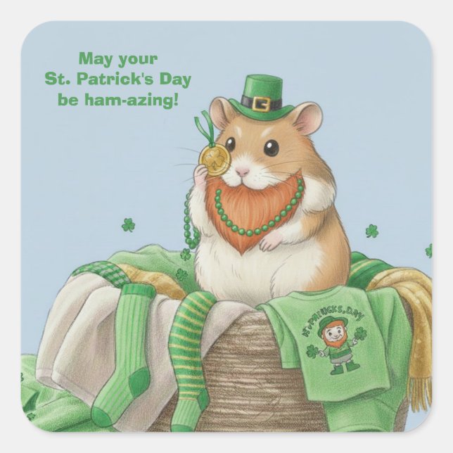 St. Patrick's Day Hamster Stickers (Vorderseite)