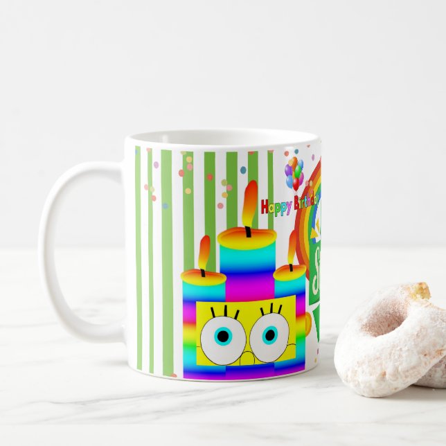 St. Patrick's Day Happy Birthday Tasse (Mit Donut)