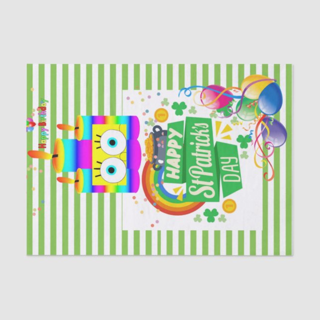 St. Patrick's Day Happy Birthday Tissue Seidenpapier (Vorderseite)
