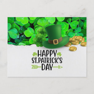 St. Patrick's Day Happy mit Kleeblatt Feiertagspostkarte
