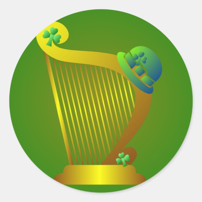 St. Patrick's Day Harp Kleeblatt Sticker (Vorderseite)
