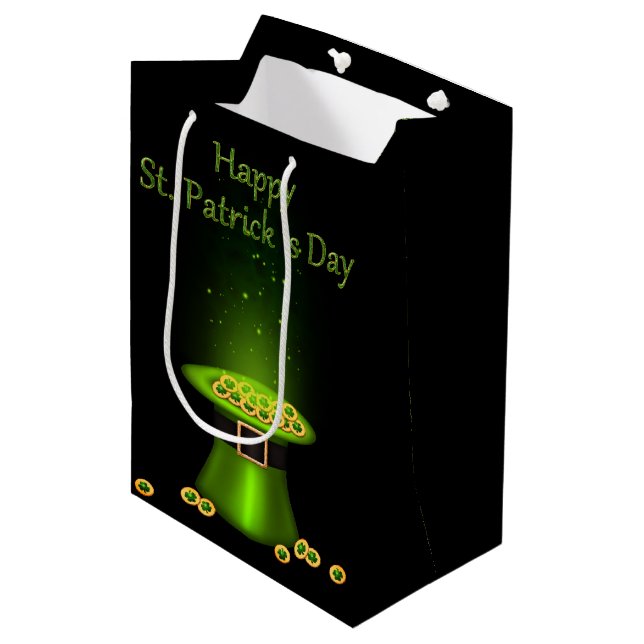St. Patrick's Day Hat Coins Mittlere Geschenktüte (Vorderseite Schrägansicht)