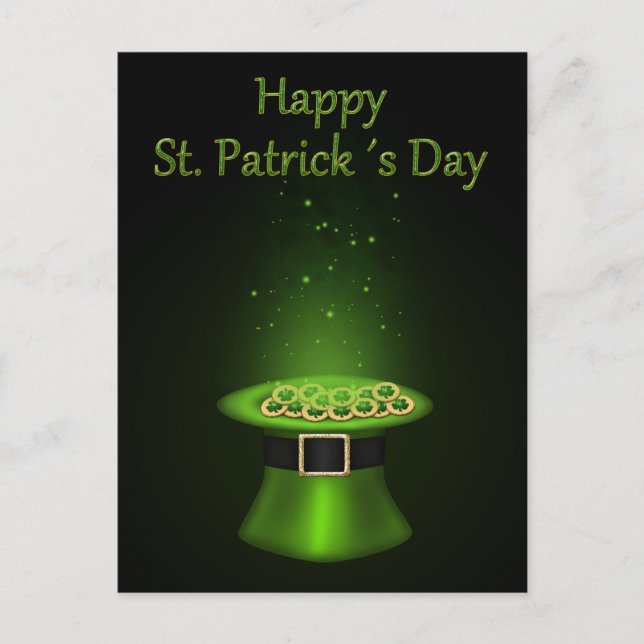 St. Patrick's Day Hat Coins Postkarte (Vorderseite)