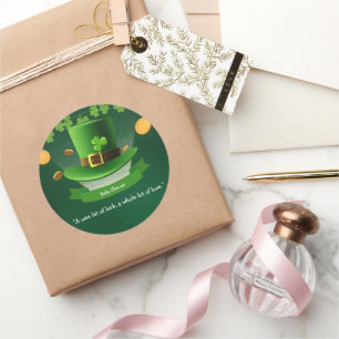 St. Patrick's Day Hat Kleeblatt Gold Baby Shower Runder Aufkleber