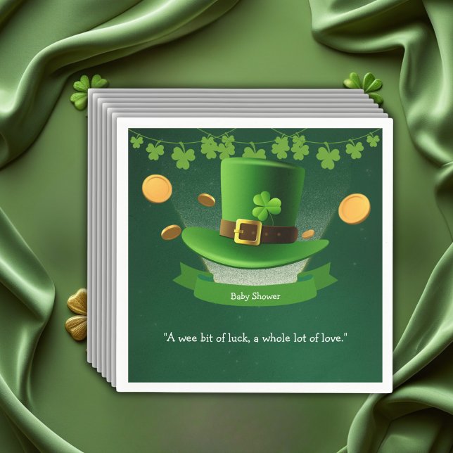 St. Patrick's Day Hat Kleeblatt Gold Baby Shower Serviette (Von Creator hochgeladen)