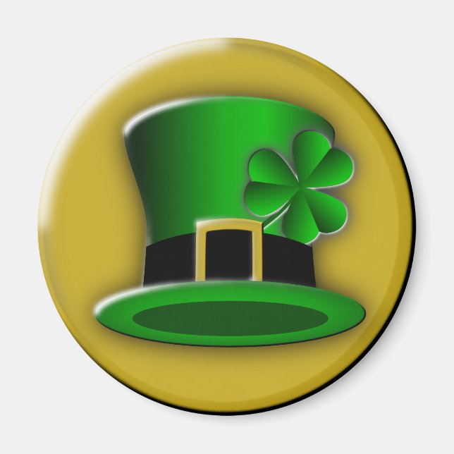 St Patricks Day Hat Round Magnet (Vorne)