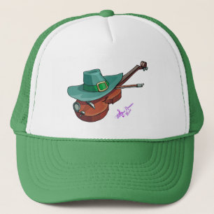 St Patricks Day Hat & Violin Green Trucker Hat Truckerkappe
