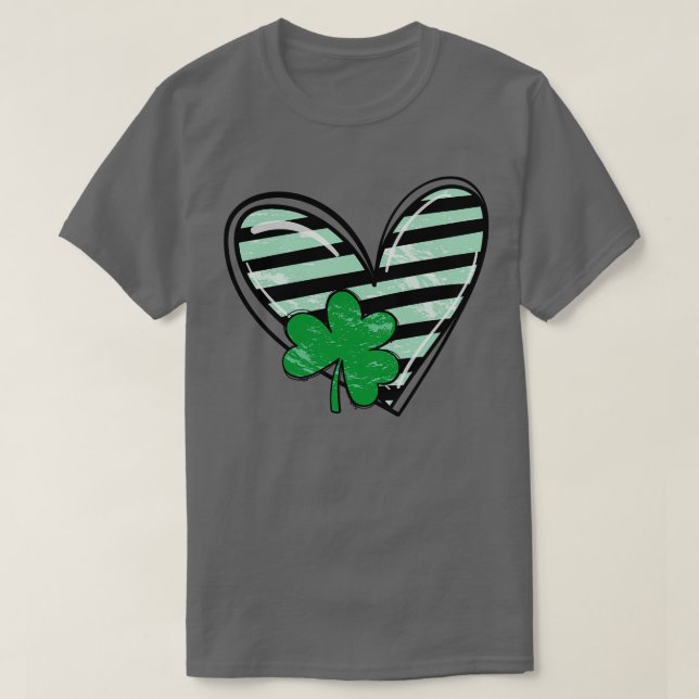 St Patricks Day Heart Kleeblatt T-Shirt (Design vorne)