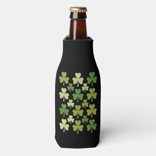 St Patrick's Day Heart Lucky Clover Kleeblatt Flaschenkühler (Flaschenvorderseite)