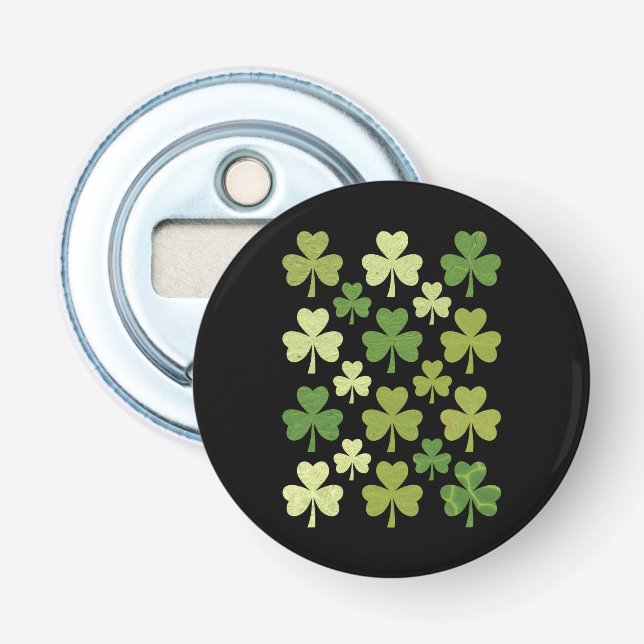 St Patrick's Day Heart Lucky Clover Kleeblatt Flaschenöffner (Vorderseite)