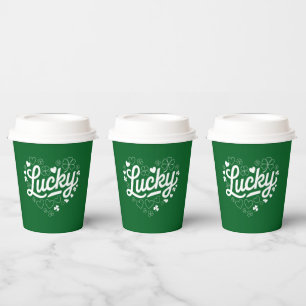 St Patrick's Day Heart Lucky Clover Kleeblatt Pappbecher