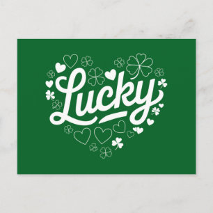 St Patrick's Day Heart Lucky Clover Kleeblatt Postkarte