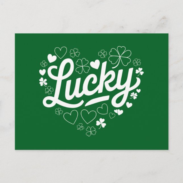 St Patrick's Day Heart Lucky Clover Kleeblatt Postkarte (Vorderseite)