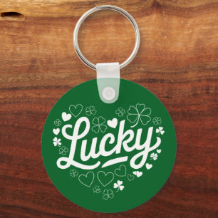 St Patrick's Day Heart Lucky Clover Kleeblatt Schlüsselanhänger