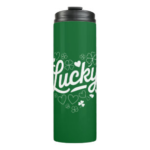 St Patrick's Day Heart Lucky Clover Kleeblatt Thermosbecher