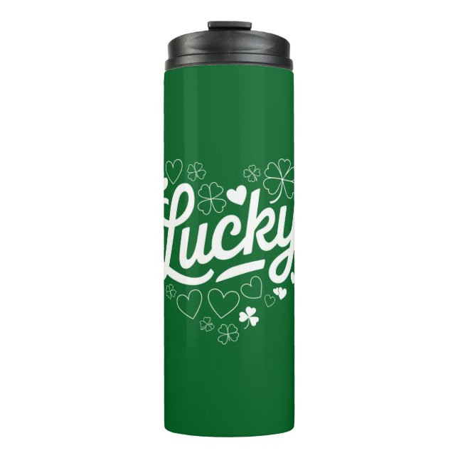 St Patrick's Day Heart Lucky Clover Kleeblatt Thermosbecher (Vorderseite)