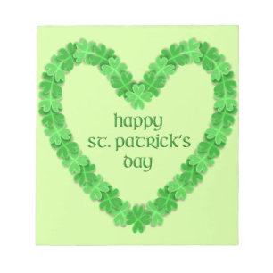 St Patrick's Day Heart Notizblock