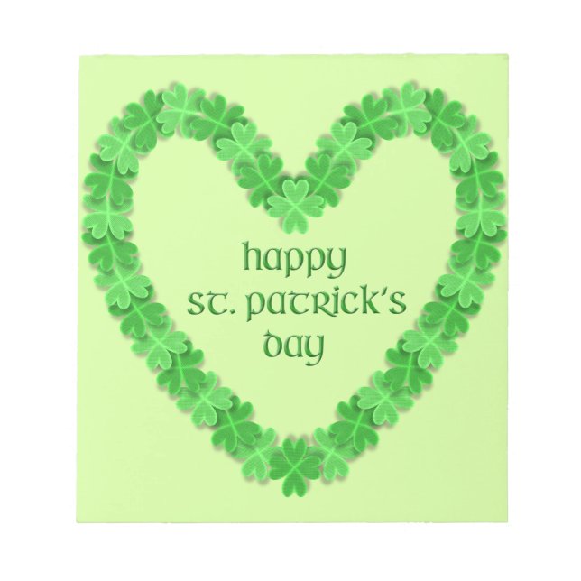 St Patrick's Day Heart Notizblock (Vorderseite)