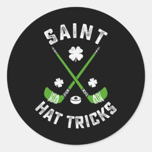 St Patricks Day Heiliger Huttricks Hockey Kleeblat Runder Aufkleber